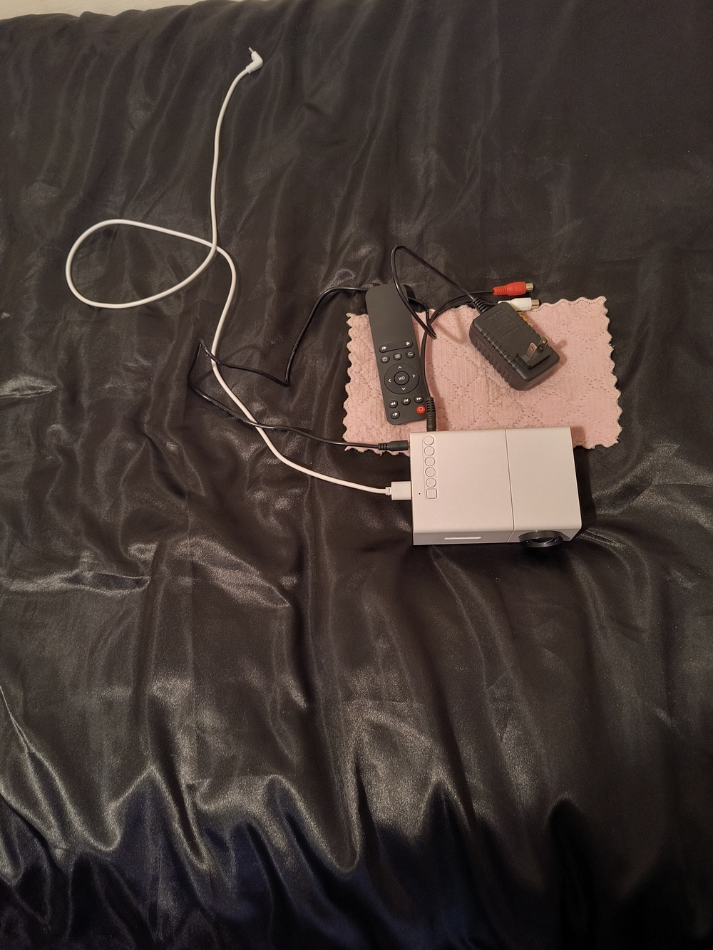 Compact White Portable Projector with Remote